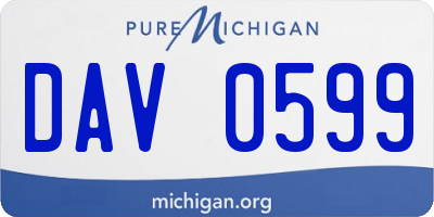 MI license plate DAV0599