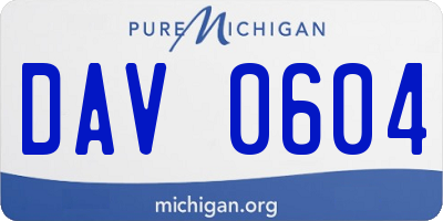 MI license plate DAV0604