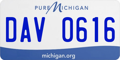 MI license plate DAV0616