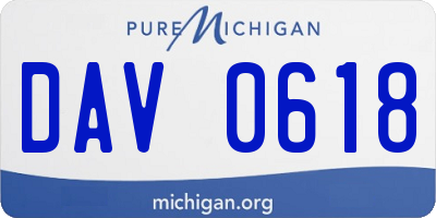 MI license plate DAV0618