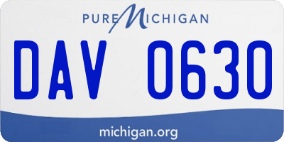 MI license plate DAV0630