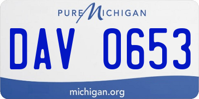 MI license plate DAV0653