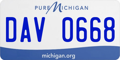 MI license plate DAV0668