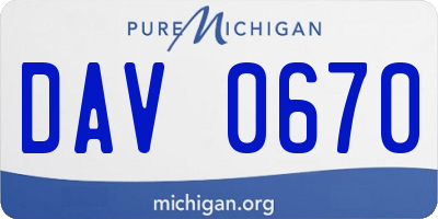 MI license plate DAV0670