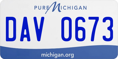 MI license plate DAV0673