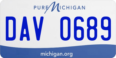 MI license plate DAV0689