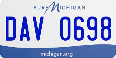 MI license plate DAV0698