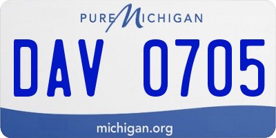 MI license plate DAV0705