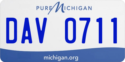 MI license plate DAV0711