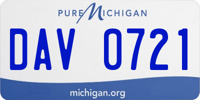 MI license plate DAV0721