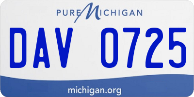 MI license plate DAV0725