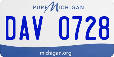 MI license plate DAV0728