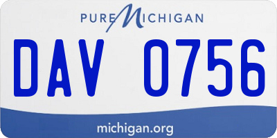 MI license plate DAV0756