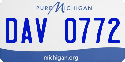 MI license plate DAV0772