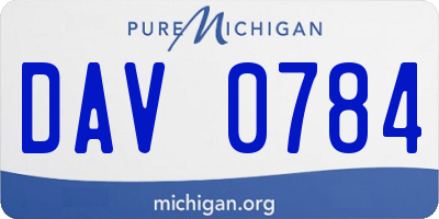 MI license plate DAV0784