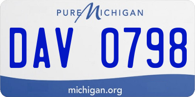 MI license plate DAV0798