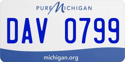MI license plate DAV0799