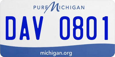 MI license plate DAV0801