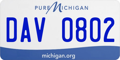 MI license plate DAV0802