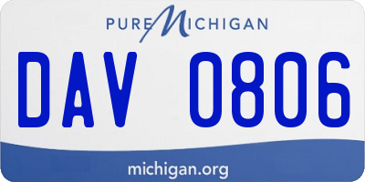 MI license plate DAV0806