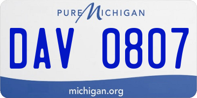 MI license plate DAV0807