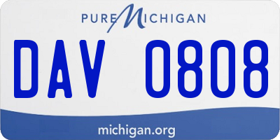 MI license plate DAV0808