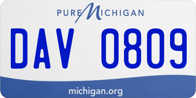 MI license plate DAV0809