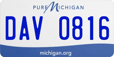 MI license plate DAV0816