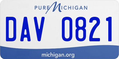 MI license plate DAV0821