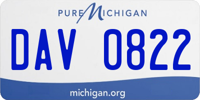 MI license plate DAV0822