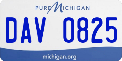 MI license plate DAV0825