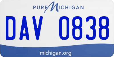 MI license plate DAV0838