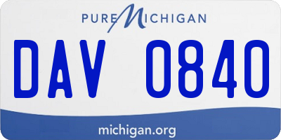 MI license plate DAV0840