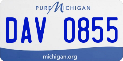 MI license plate DAV0855