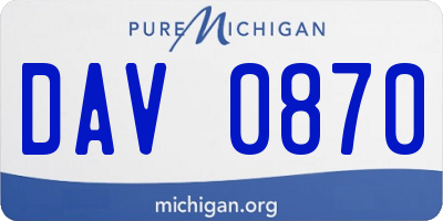 MI license plate DAV0870