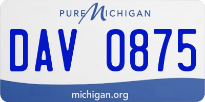 MI license plate DAV0875