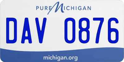 MI license plate DAV0876