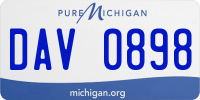 MI license plate DAV0898