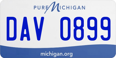 MI license plate DAV0899