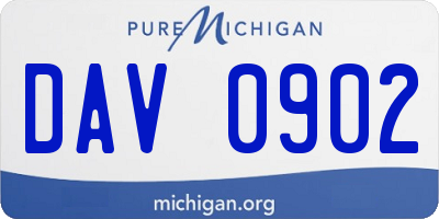 MI license plate DAV0902
