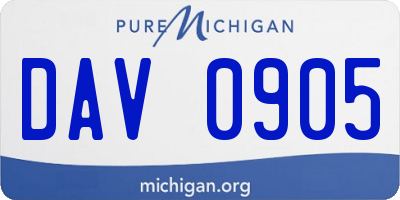 MI license plate DAV0905
