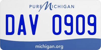 MI license plate DAV0909
