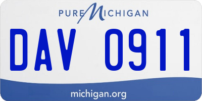 MI license plate DAV0911