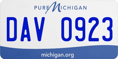 MI license plate DAV0923