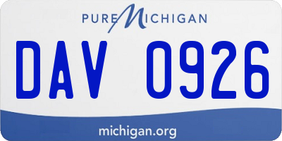 MI license plate DAV0926