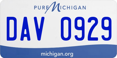 MI license plate DAV0929