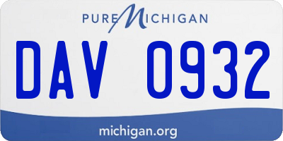 MI license plate DAV0932