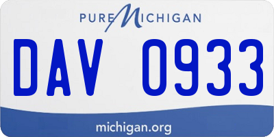 MI license plate DAV0933