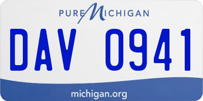 MI license plate DAV0941
