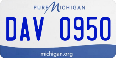 MI license plate DAV0950